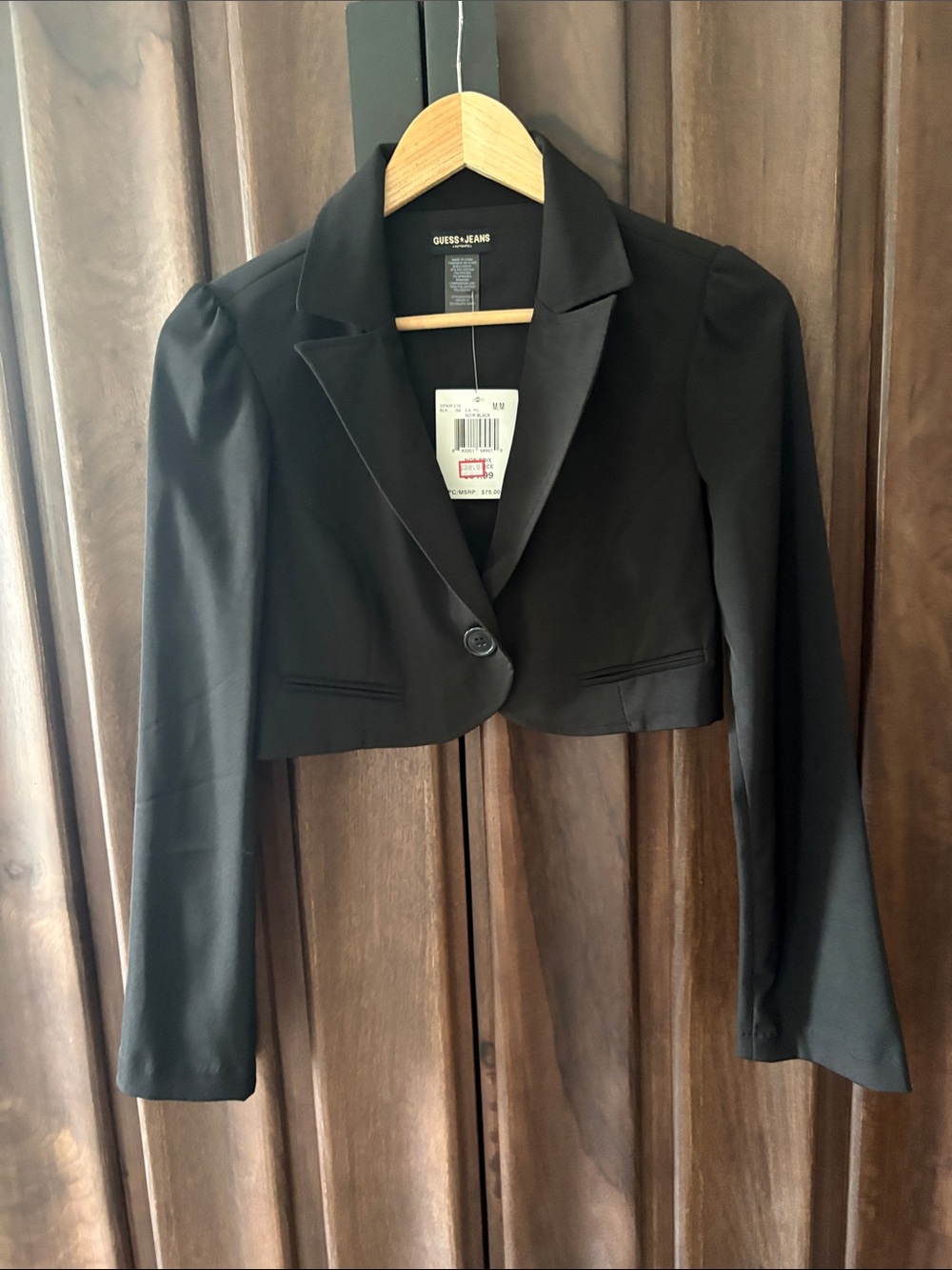 GUESS Black Cropped Single-Button Women's Blazer